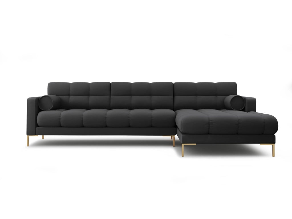 Cosmopolitan Design - Divano angolare destro "Bali" 5 posti in tessuto strutturato grigio scuro 