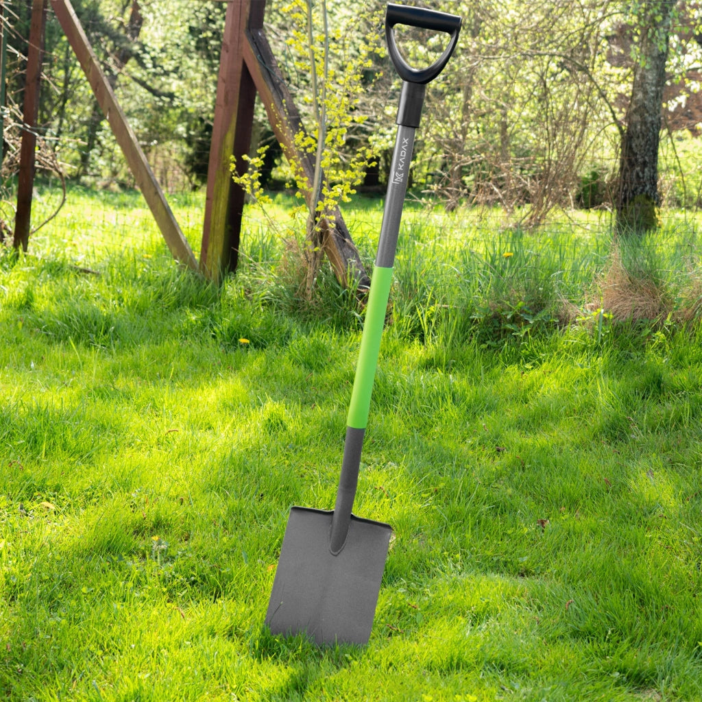 Pala dritta KADAX da giardino, 120 cm, in metallo, ergonomica e robusta.