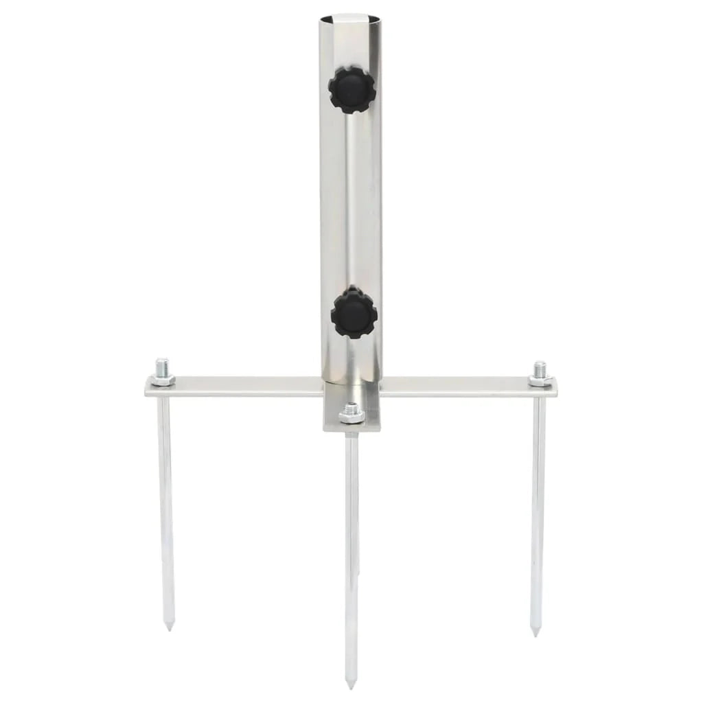 Base per ombrellone con picchetti da terra 30,5 x 25 x 45 cm stabile e sicura design moderno in acciaio argentato 02_0056364