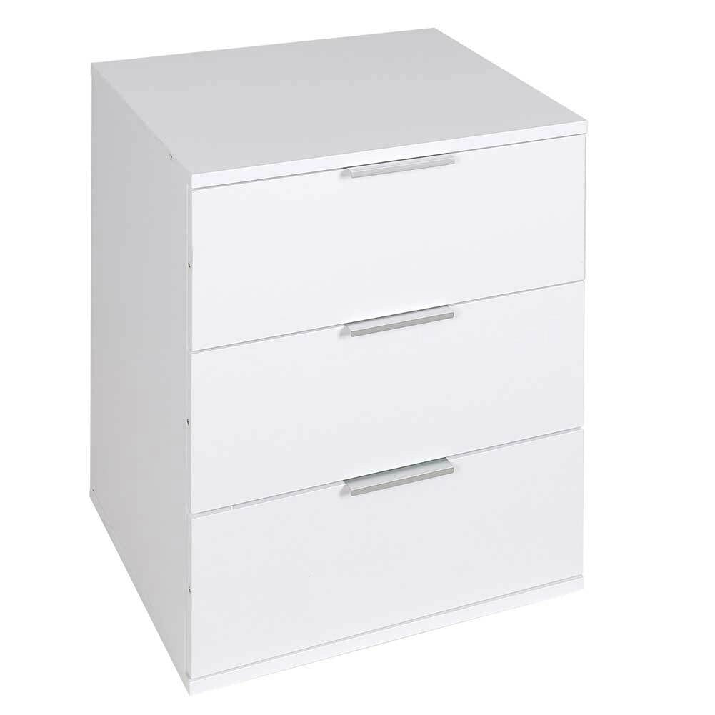Comodino Mobiletto Cassettiera 3 Cassetti Design Moderno in legno MDF Bianco