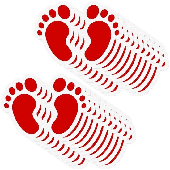 Stickers per pavimento - Assorbitori di impronta - Adesivi autoadesivi - Rosso - Decorazione per scuole e asili nido - 20 pezzi
