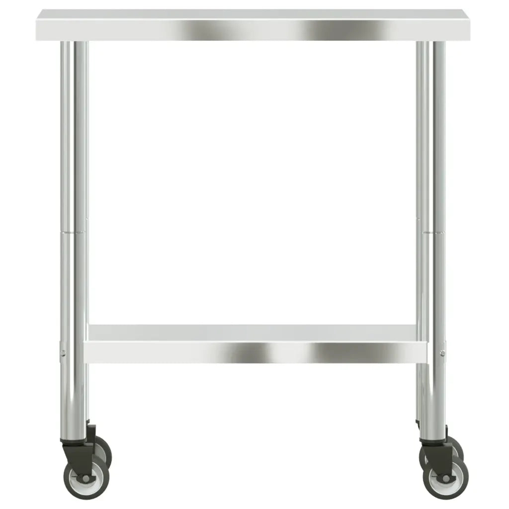 Tavolo da Lavoro Cucina con Ruote 82,5x30x85 cm in Acciaio Inox CFW9073894