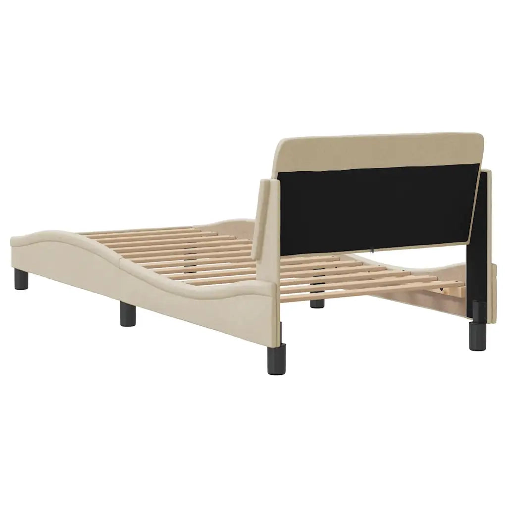 Giroletto con Testiera-Struttura Letto con testiera Dover Crema 90x200 cm Tessuto