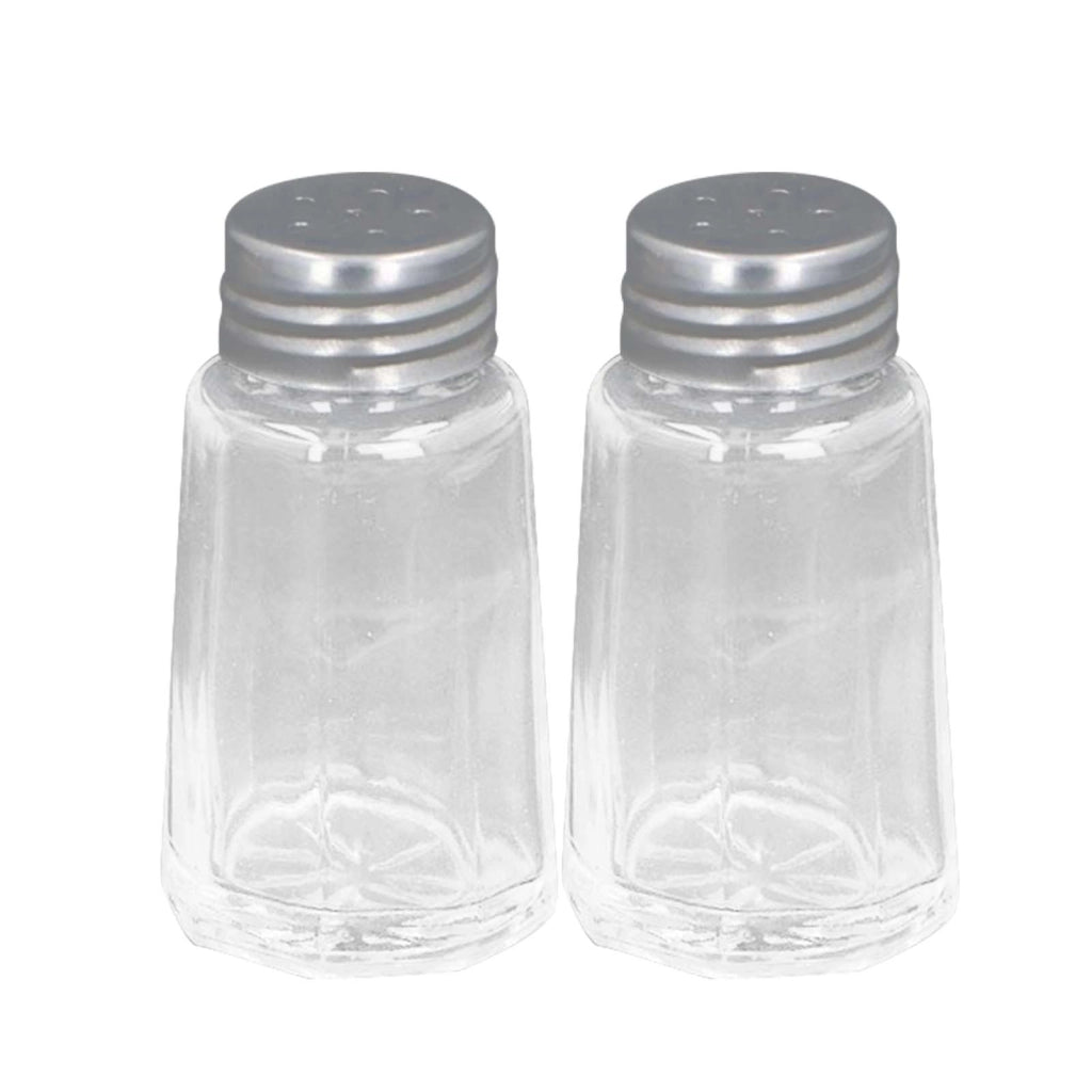 Set Saliera e Pepiera in Vetro 2 pezzi con Coperchio in Metallo Avvitato Pratico Trasparente Alpina