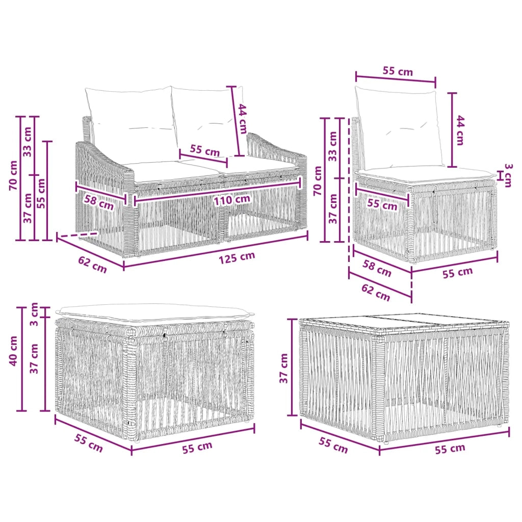 Set Divano da Giardino 8 pcs Nero polyrattan 3436093