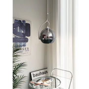 Trade Shop - Lampadario Sfera Vetro Pendente Globo E27 Lampada Orientabile Sospensione Lp-87 - Argento