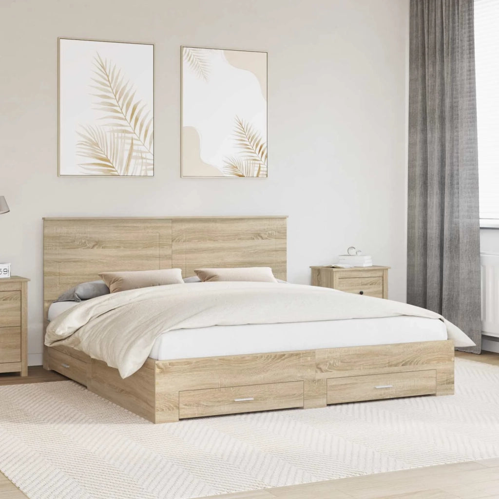 Struttura del letto con testiera Rovere Sonoma 200 x 200 cm 3409610