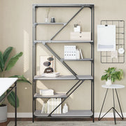 Libreria Grigio Sonoma 91x36x176 cm Legno Multistrato e Acciaio 835417