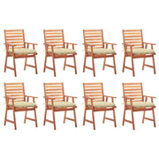Sedie da Pranzo da Esterni con Cuscini 8 pz Massello di Acacia cod mxl 7467