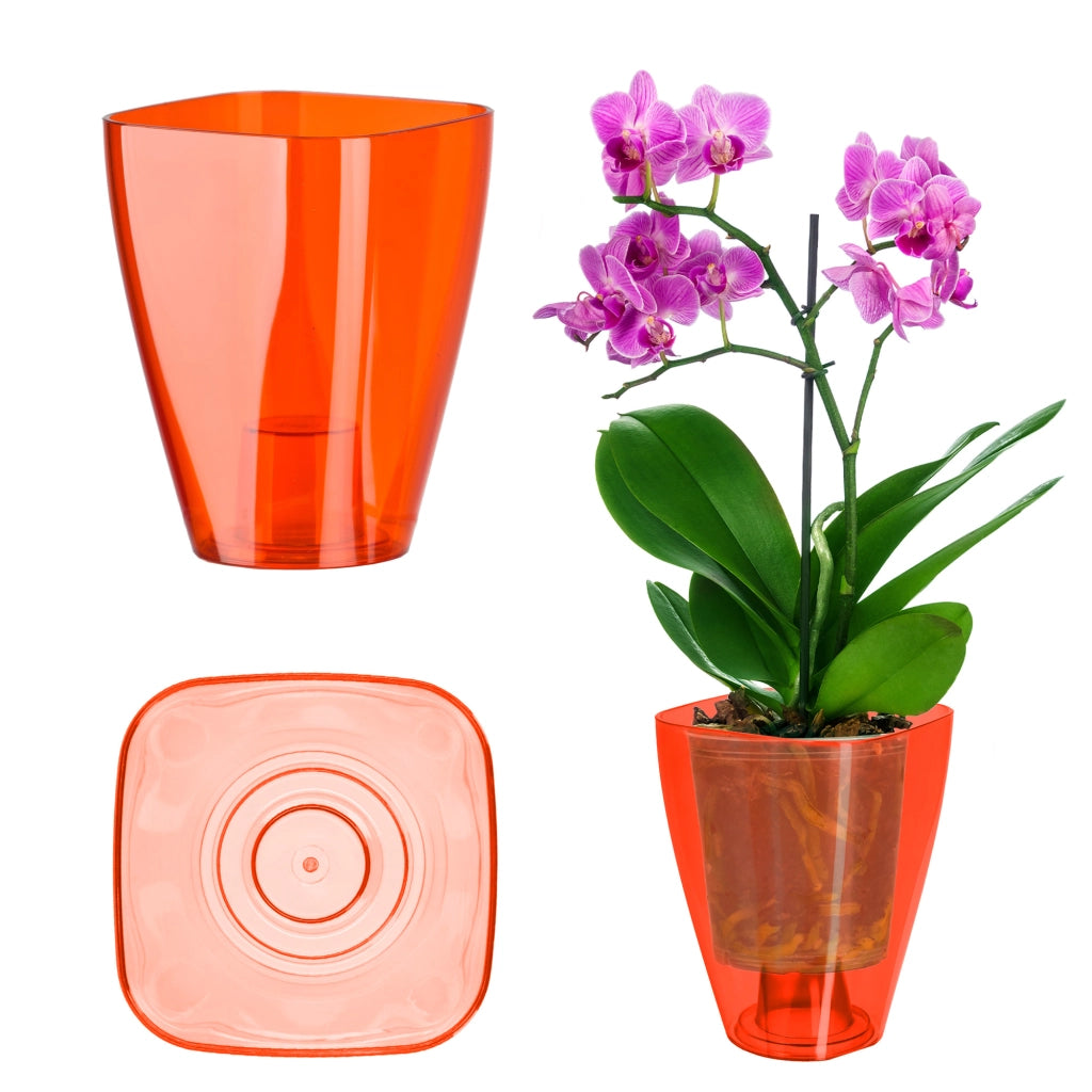 Vaso da fiori KADAX per orchidee, in plastica, rosso, resistente, 13 cm