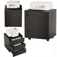 Contenitore da ufficio su ruote con cassetti con serratura, armadio mobile nero