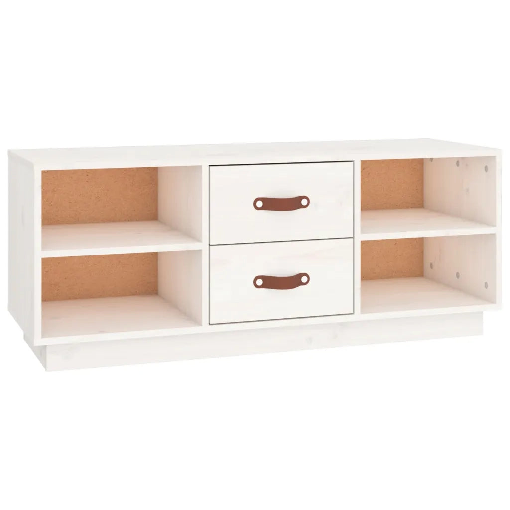 Mobile Porta TV Bianco 100x34x40 cm in Legno Massello di Pino 818226