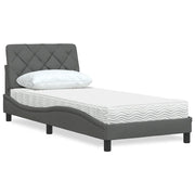 Letto con Materasso Grigio Scuro 80x200 cm in Tessuto