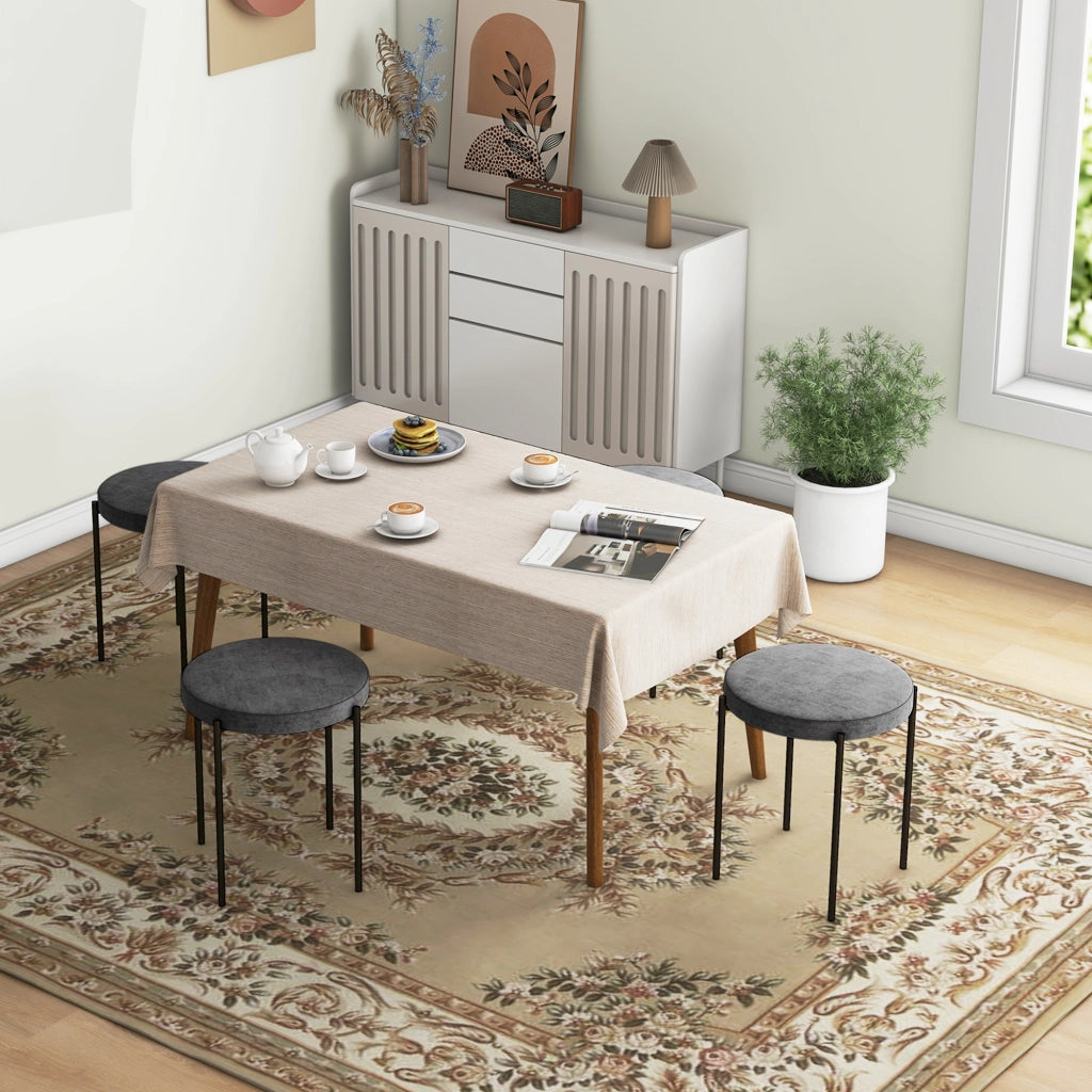 Set di 4 sgabelli da cucina imbottiti in velluto ¨C zephmum ¨C 41,5x41,5x46 cm, grigio scuro