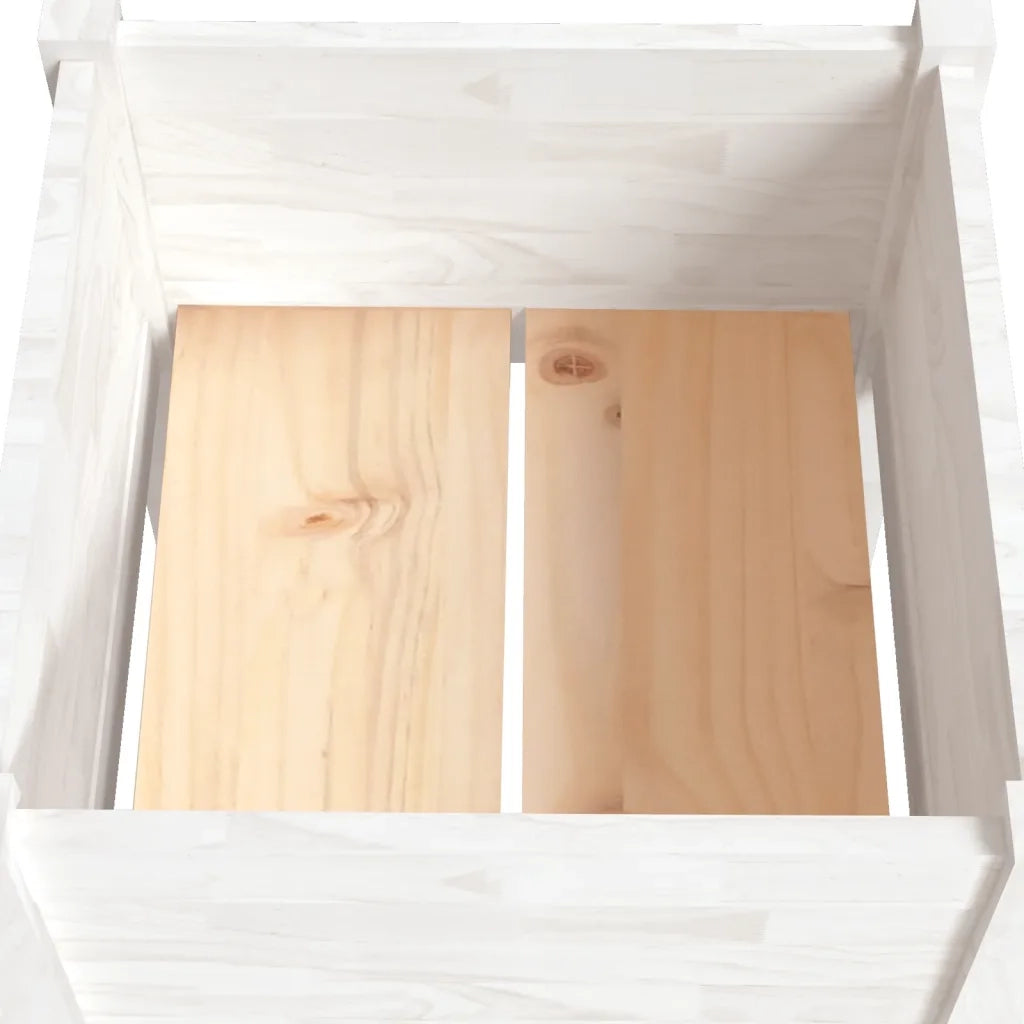 Fioriera da Giardino-Vaso da Esterno Bianca 50x50x70 cm Legno Massello di Pino