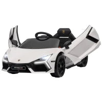 Macchina Elettrica per Bambini con Luci LED, Clacson e Telecomando, in Plastica e Acciaio, 105x60x40 cm, Bianco