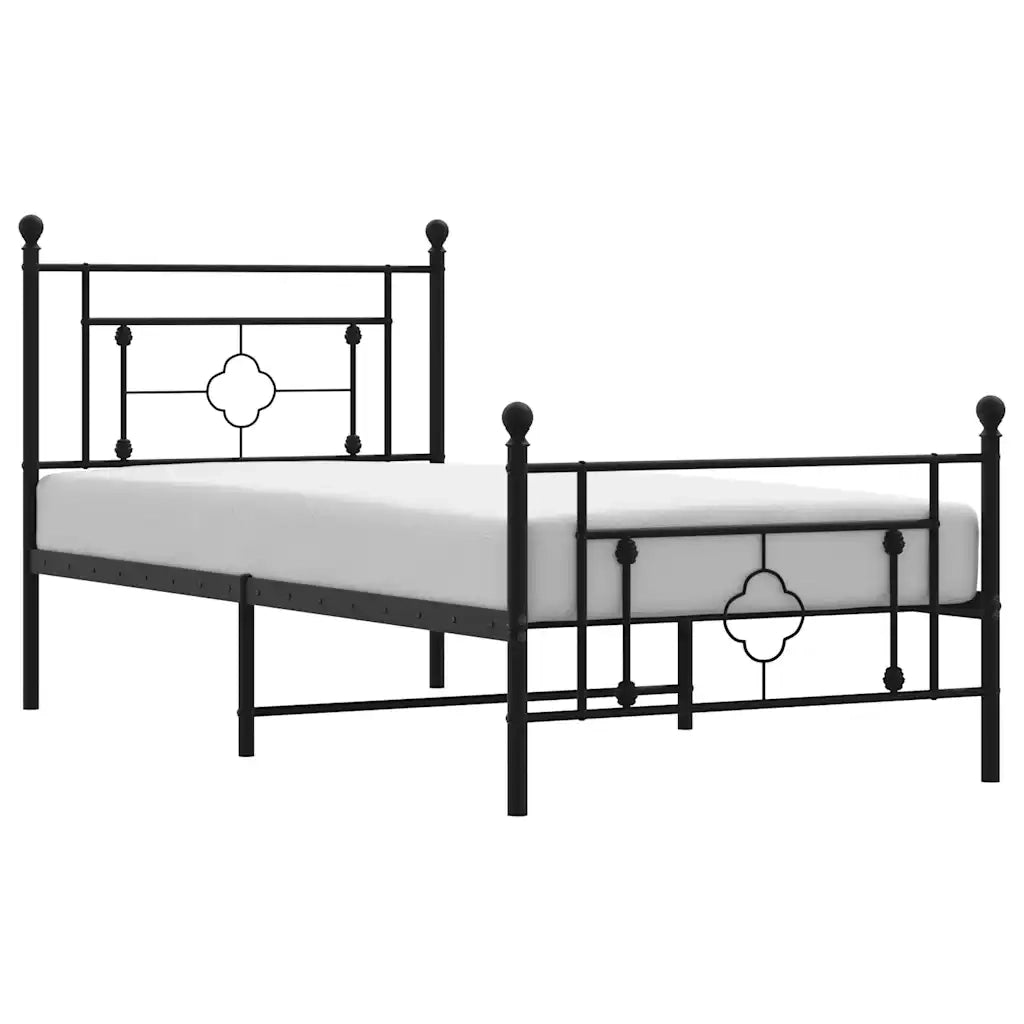 Giroletto con Testiera e Pediera Metallo Nero 100x200 cm