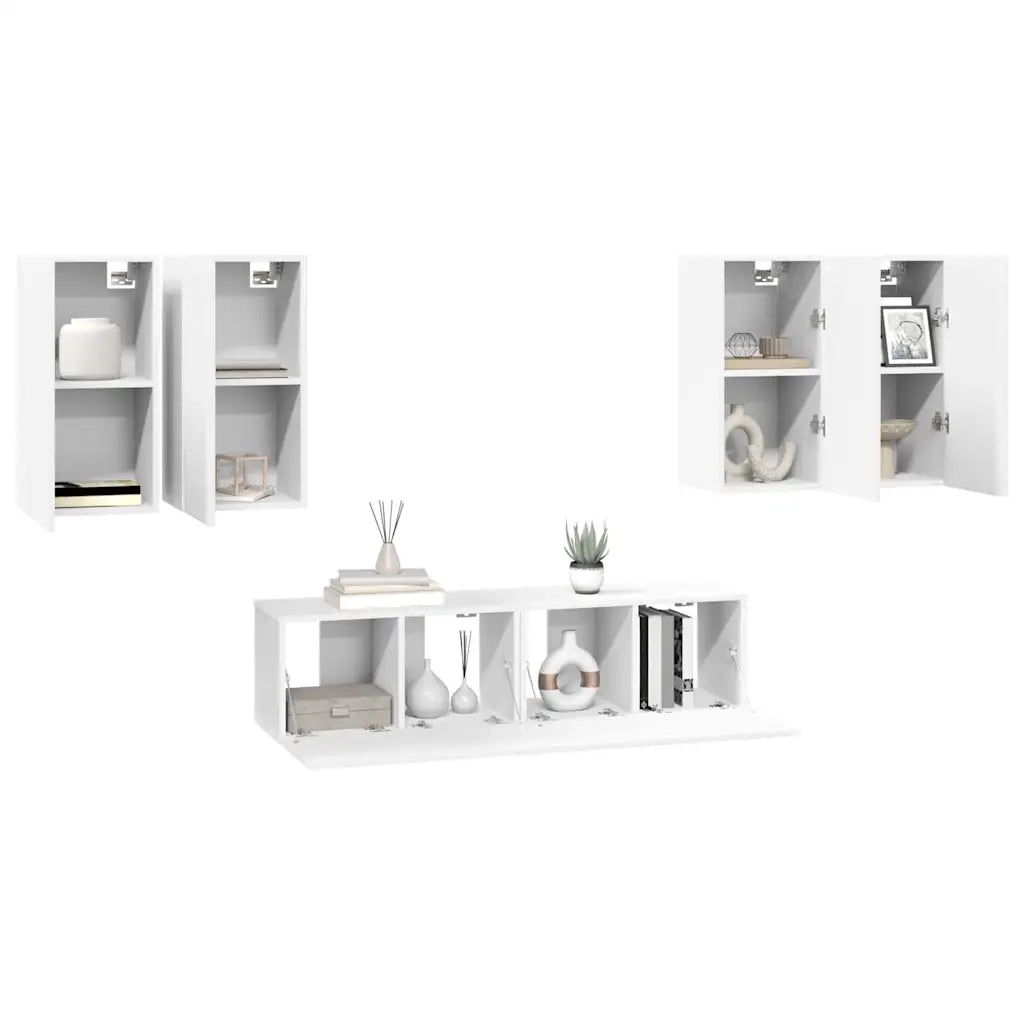 Set di Mobili Porta TV 6 pz Bianco in Legno Multistrato 3078679