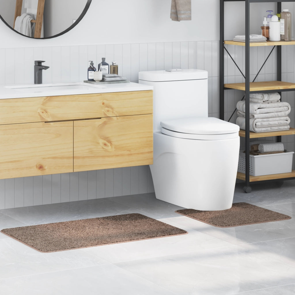 Set di 2 tappetini da bagno  marrone in polipropilene antiscivolo