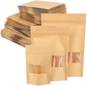 Zakchiusura - Sacchetti di Carta Kraft 150 Pezzi - Borse di Riciclo con Fondo Piatto - Vetrata - Impermeabile - Resistente al Grasso - Carta Kraft di Alta Qualità - Borse di Archiviazione