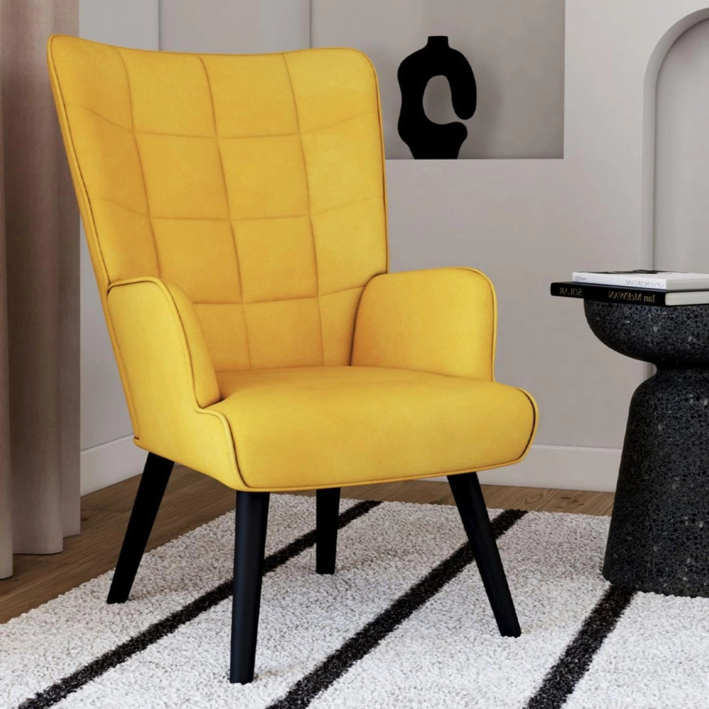 Poltrona scandinava ANIA in velluto giallo