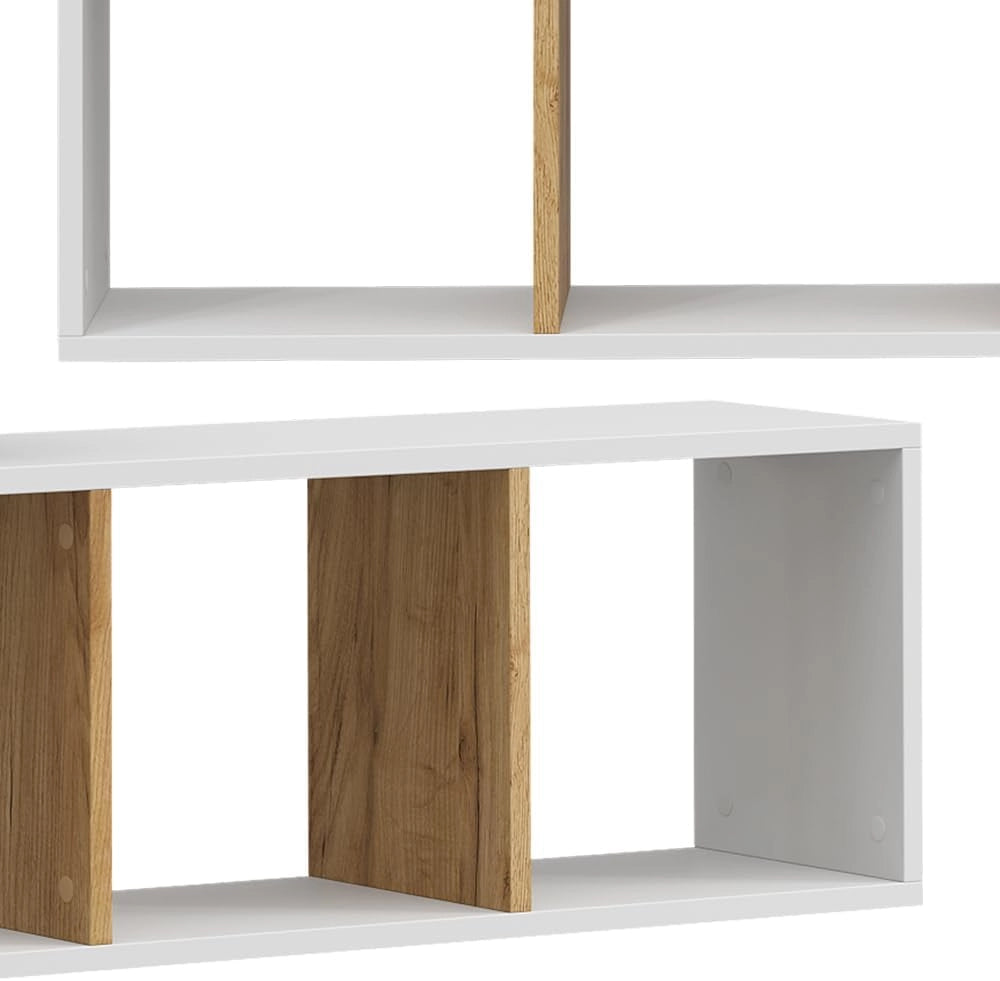 Scaffale a muro Tomy, Rovere bianco/dorato, 90 x 30 cm Set di 2