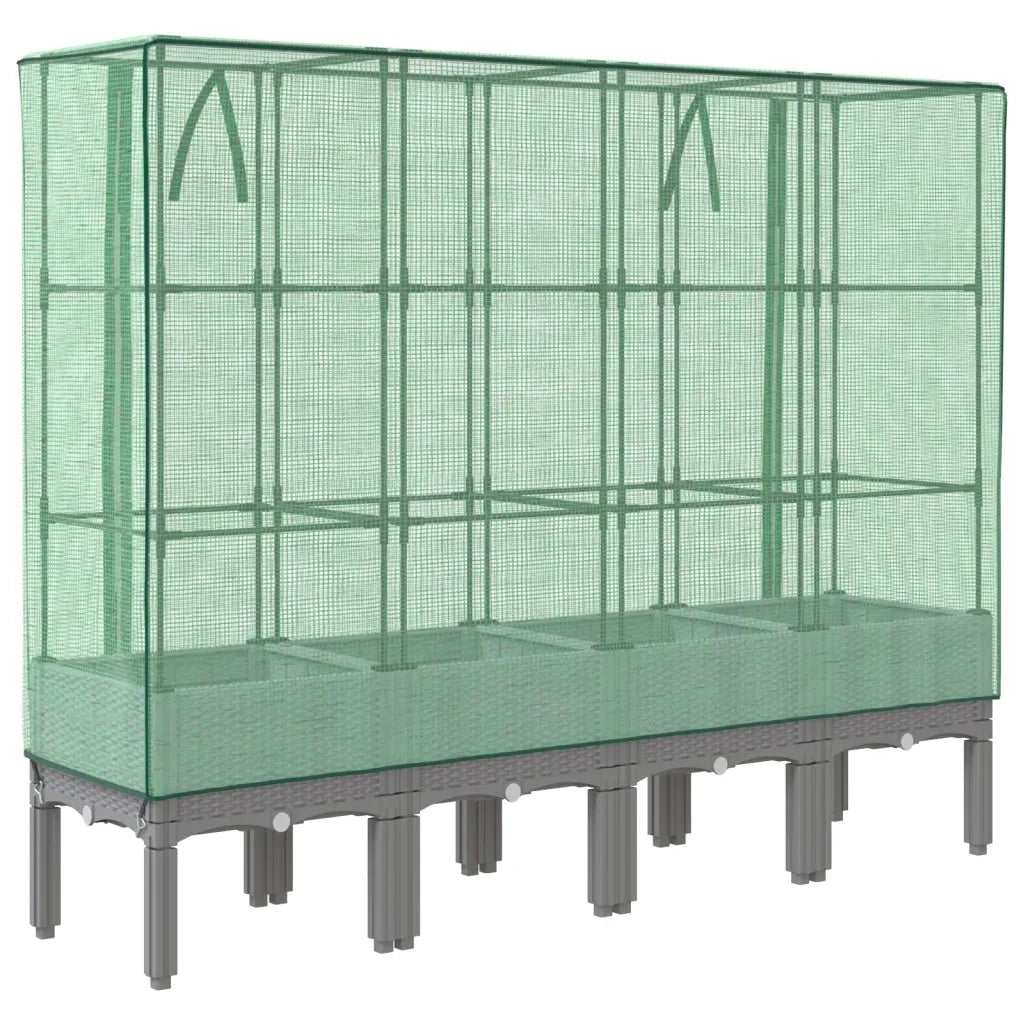 Fioriere | Cassetta per fiori | Letto Rialzato con Copertura Serra Effetto Rattan 160x40x140 cm