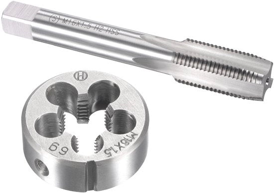 Set di viti e matrici M16 x 1,5 mm - Heavy-duty - Misuratore di distanza di avvallamento - Taglio preciso - Puntitura precisa - Durata estesa - Set di viti e matrici