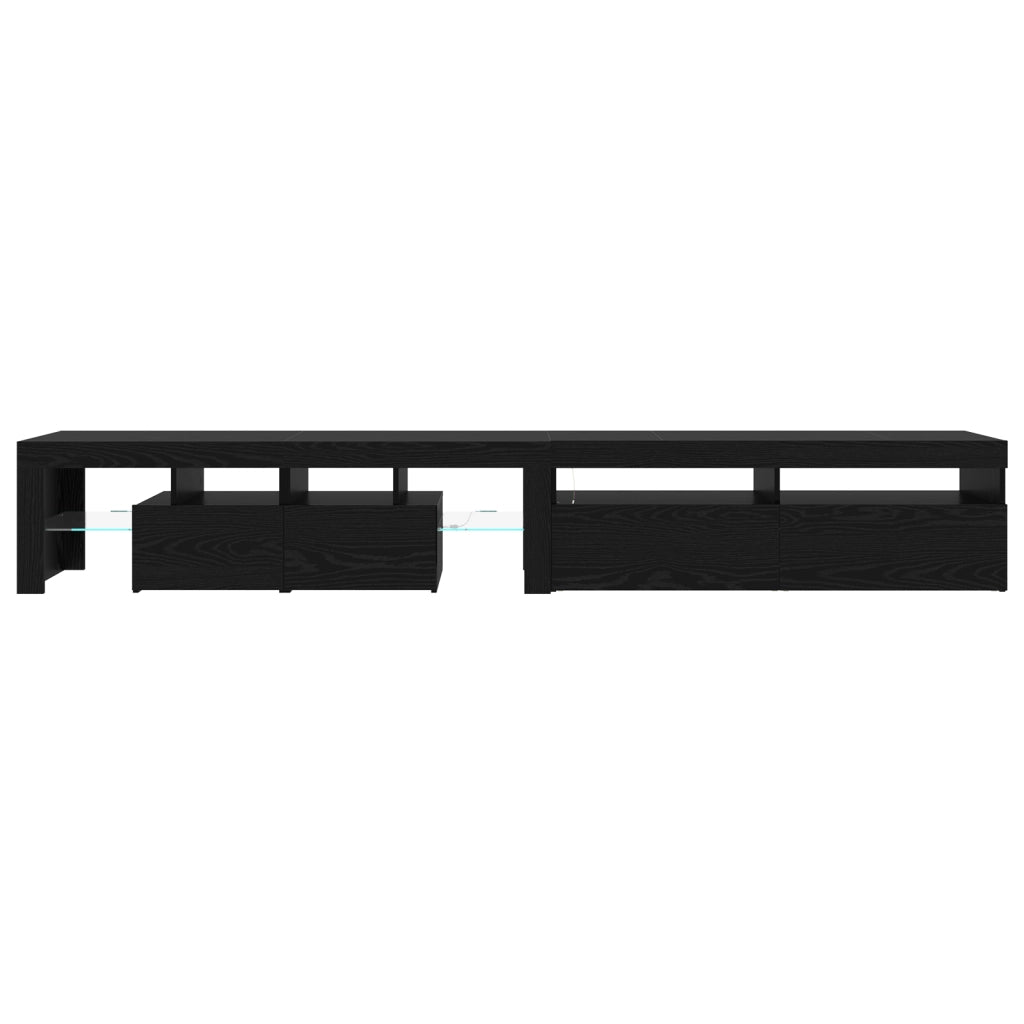 Mobile TV  2 pz con luci LED legno ingegnerizzato rovere nero