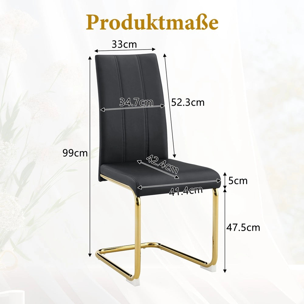 Sedia da pranzo design moderno ¨C Minimal ¨C nero similpelle gambe in metallo