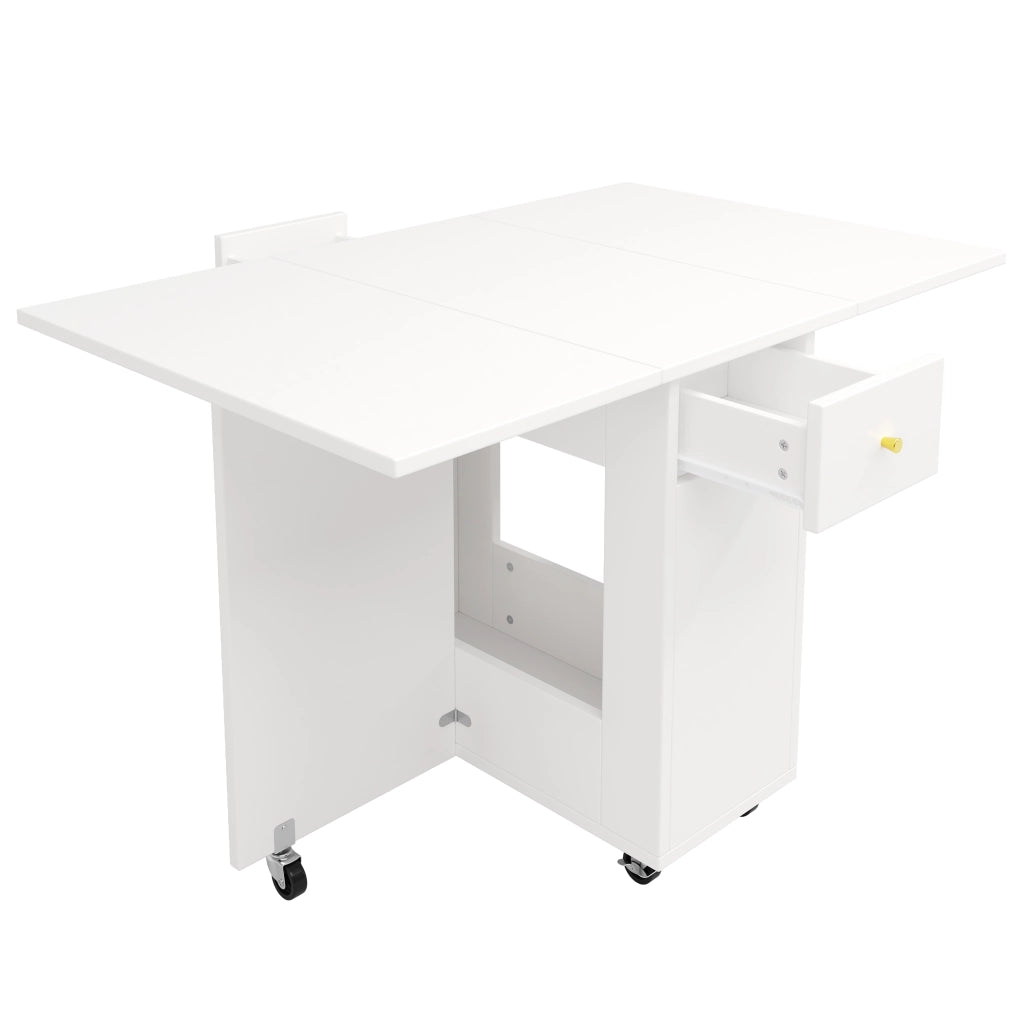 Set mobile cucina con tavolo pieghevole 120 cm in MDF bianco