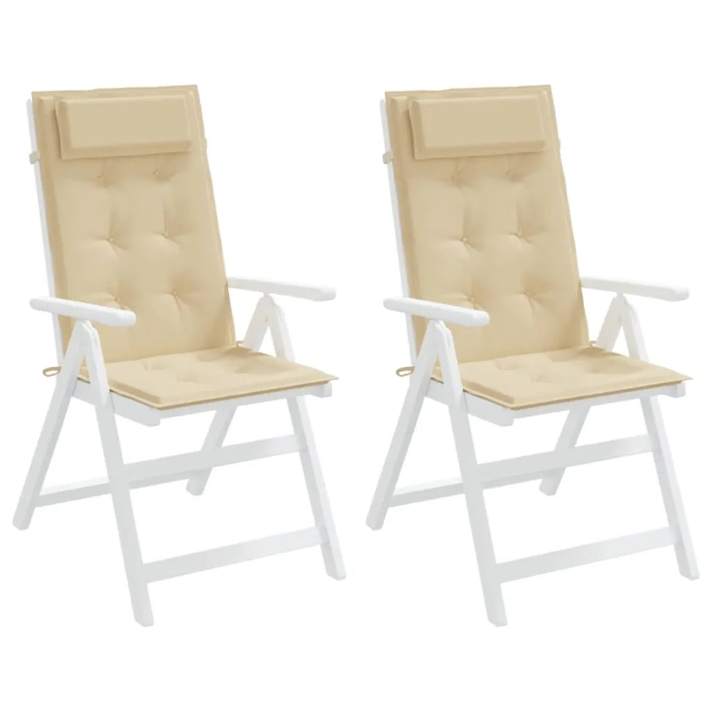 Cuscini per Sedia con Schienale Alto 2 pz Beige Tessuto Oxford
