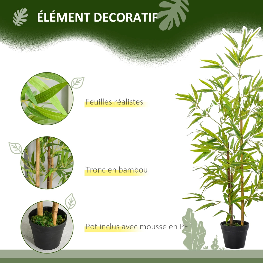 Bamb¨´ Artificiale Realistico 1.2m con Tronco e Vaso ¨C Zephmum ¨C Verde Nero