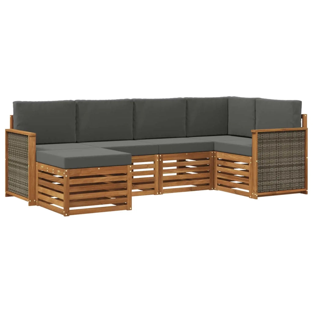 Set divano sezionale con cuscino 5 pcs Naturale e Antracite 3384558