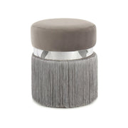Pouf Rebecca 925 Grigio e Argento con Frange