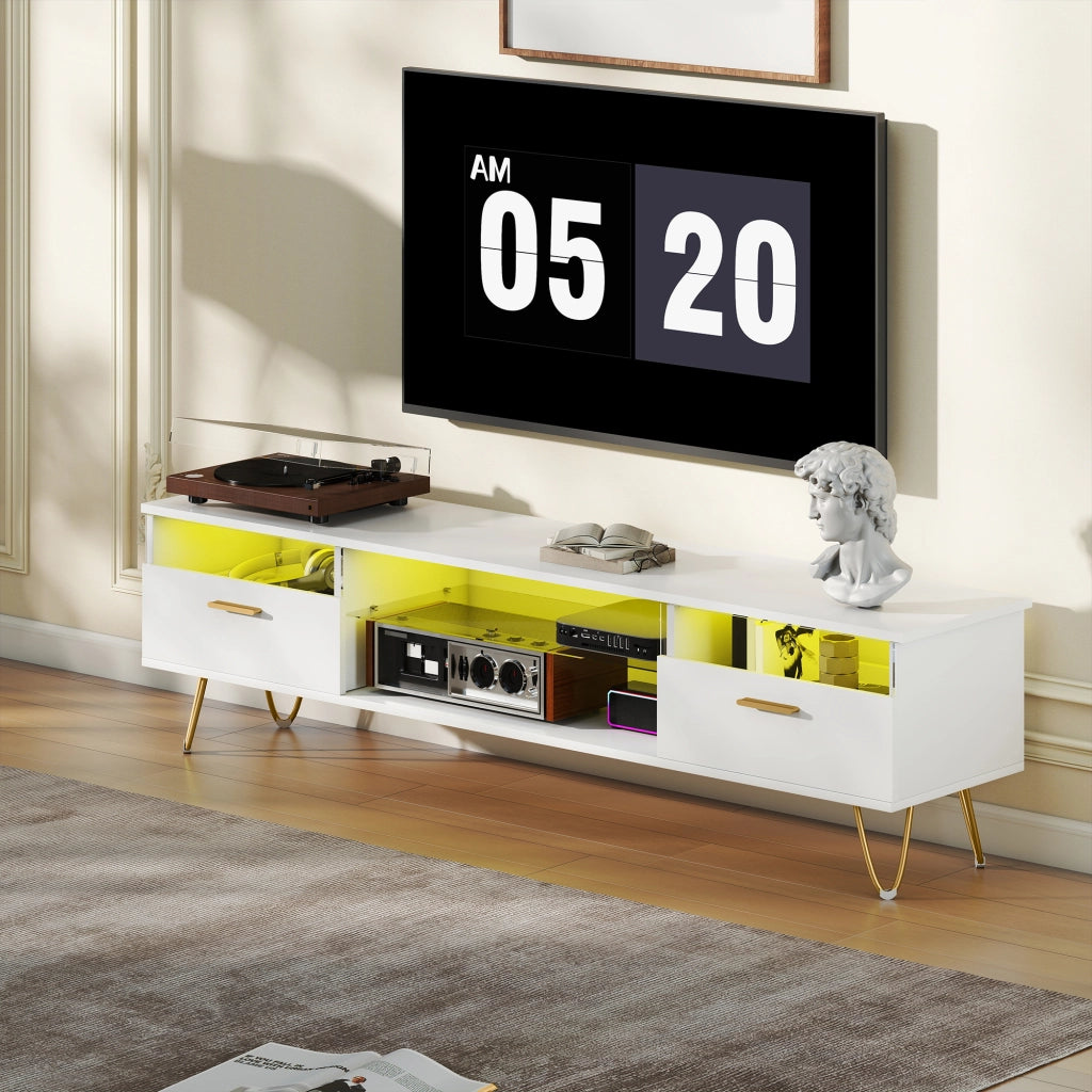 Mobile TV con Luci LED Multicolore ¨C Zephmum ¨C Bianco 160x35x42cm