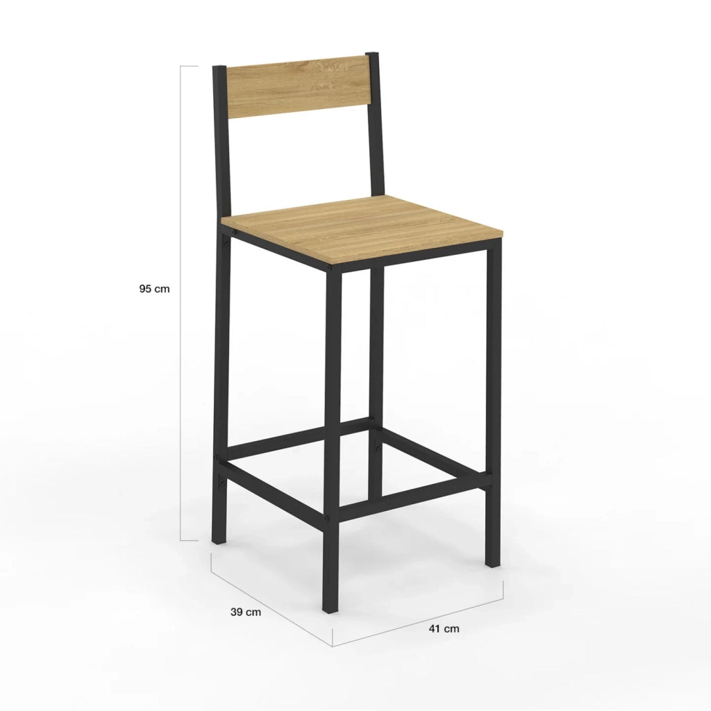 IDMarket - Set di 6 sgabelli da bar DETROIT con schienale sedia da cucina di design industriale