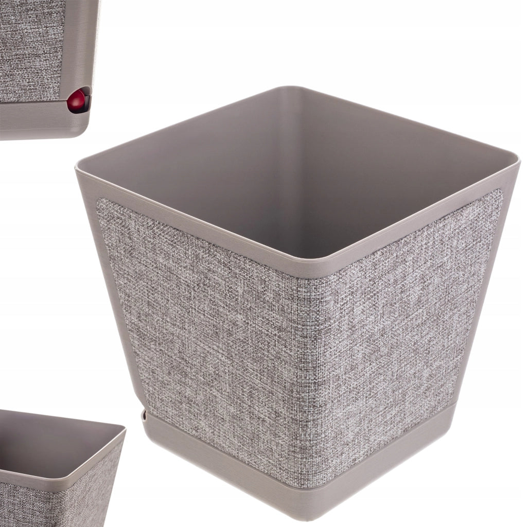 Copertura per vaso da fiori KADAX con supporto quadrato, tessuto fantasia tortora, 30 cm