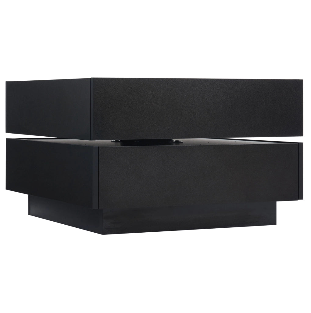 Tavolino da caffè 60x60x38 cm girevole a 360°; con cassetti; in truciolare nero