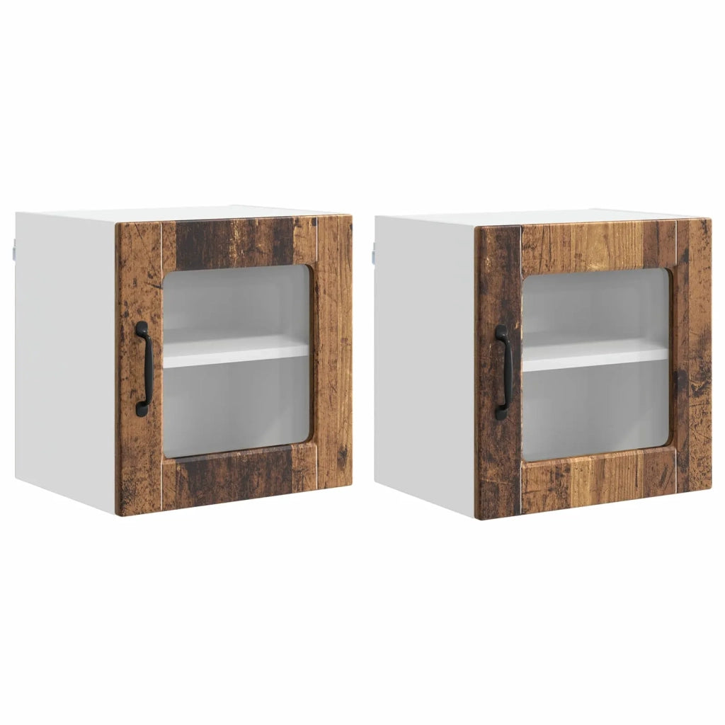 Mobile in vetro da parete PORTO 2 pcs Legno vecchio