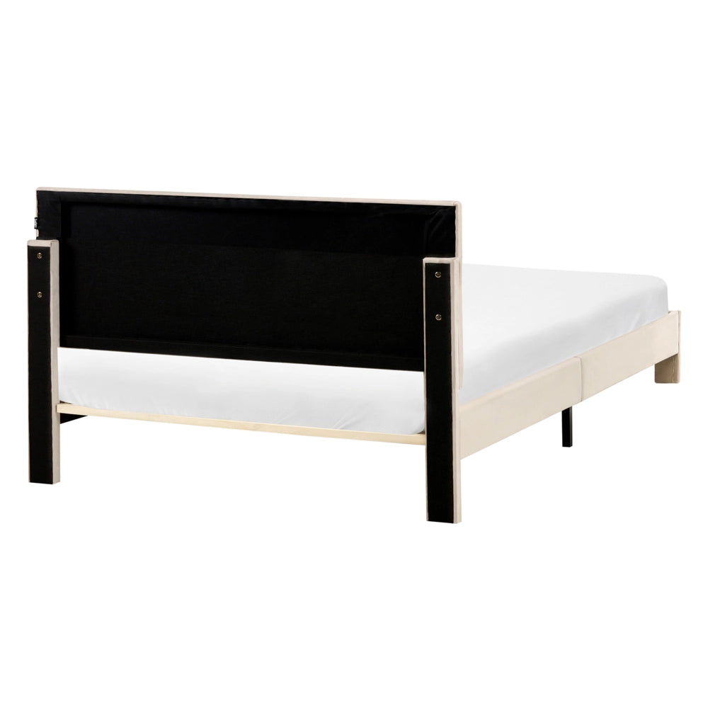 Letto matrimoniale 140 x 200 cm Beige Rivestimento in velluto 4ft con cassetti Testiera Base a doghe Moderno