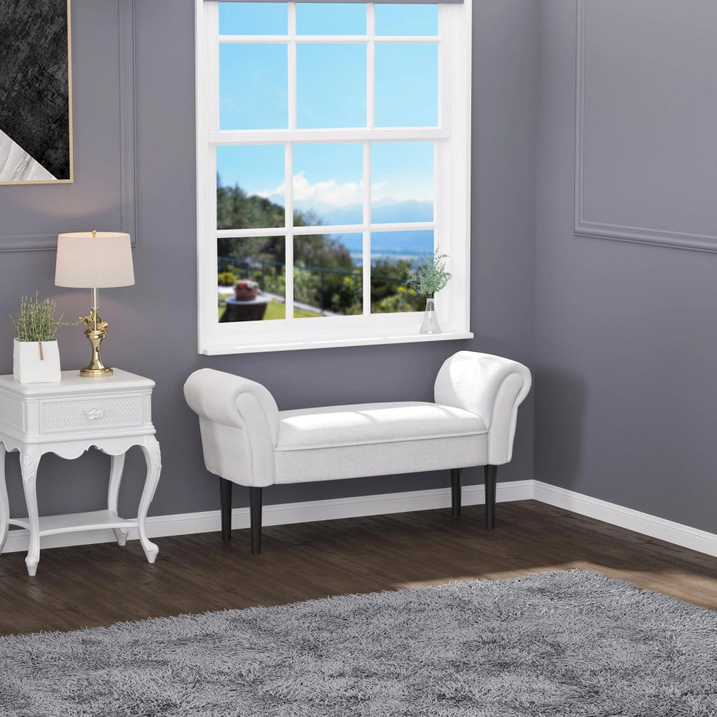 Divano imbottito 2 posti con braccioli e struttura in legno ¨C Minimal ¨C 102x36x51 cm Grigio Bianco