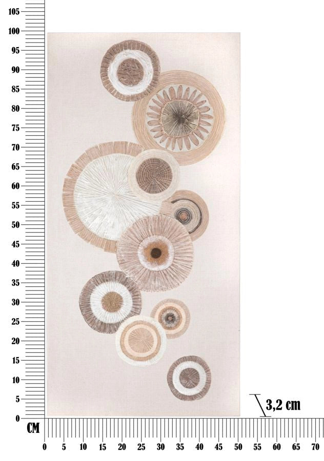 Dipinto su Tela Circly con Inserti 1 50x3,2x100 cm in Legno e Tessuto