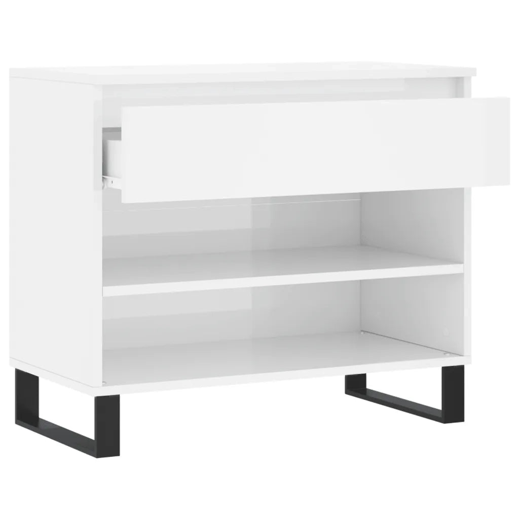 Scarpiera Bianco Lucido 70x36x60 cm in Legno Multistrato