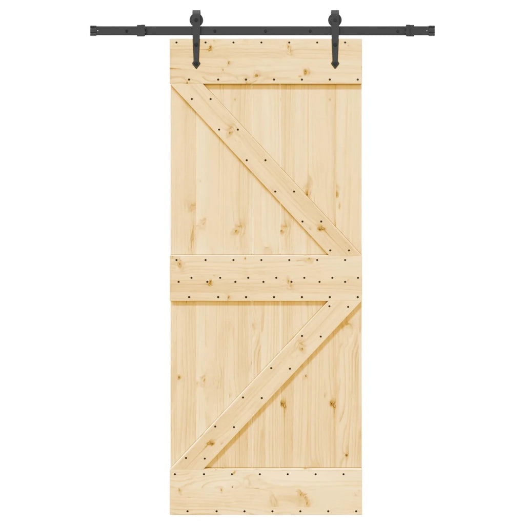 Porta scorrevole NARVIK Naturale e Nero 85 x 210 cm (152,5 cm)