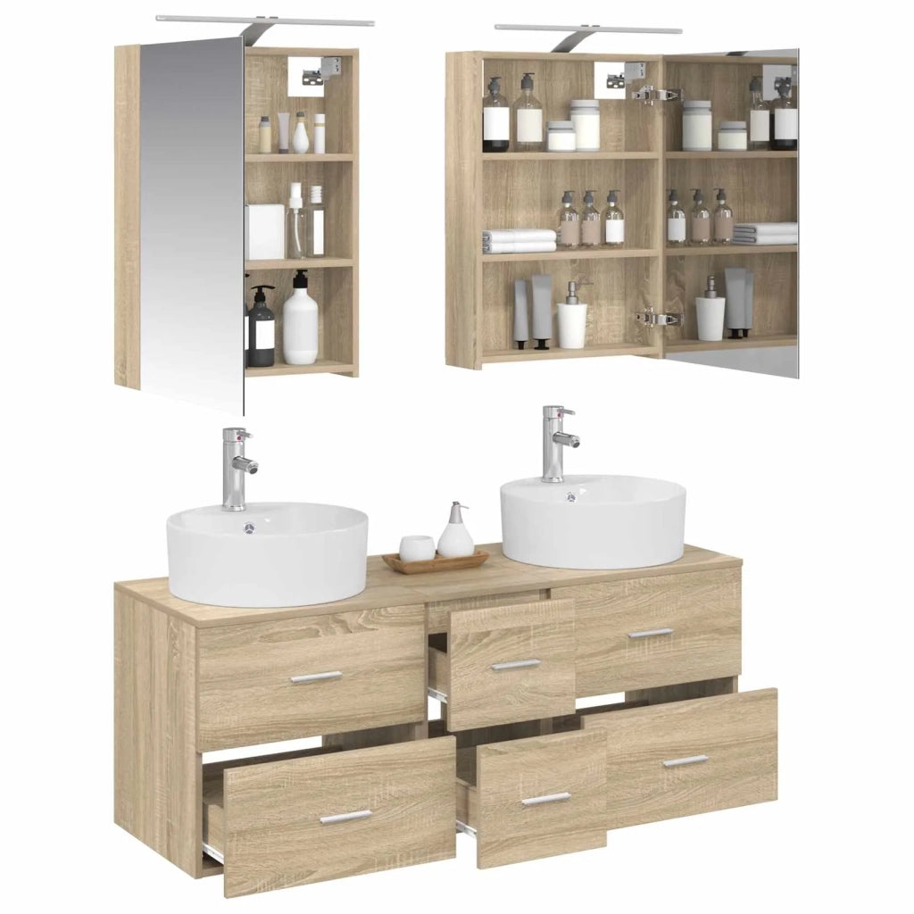 Set di mobili per il bagno 5 pcs Rovere Sonoma 3406913