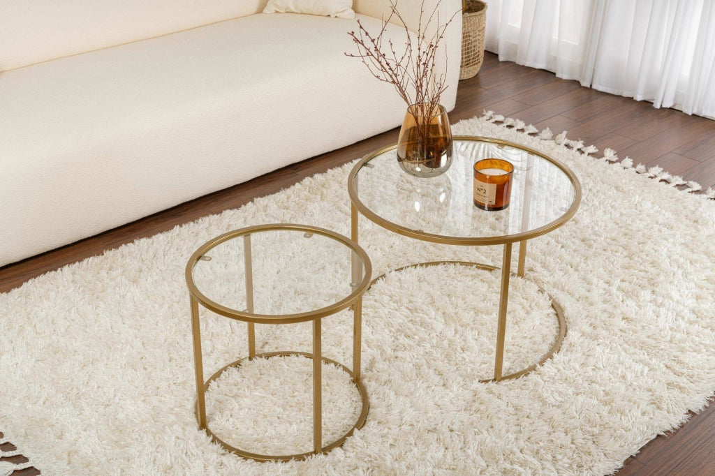 Xaden, Tavolino da Salotto set di 2 Tavolini Peso Massimo Supportato 10 kg, 60x60x43h cm oro
