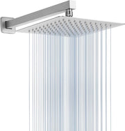 Douchekop metallico completo con estensione - waterval in acciaio inossidabile - flusso elevato per la doccia - quattro getti d'acqua - finitura cromata - 25 cm di diametro con 40 cm di estensione - esperienza di doccia lussuosa - duraturo e stile