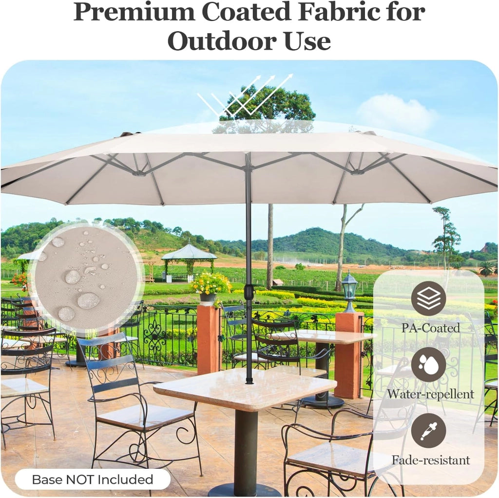 Ombrellone doppio, rettangolare, con manovella e protezione UV, grande ombrellone da balcone impermeabile, ombrellone da giardino, ideale per piscina, mercato, 460 x 260 x 240 cm
