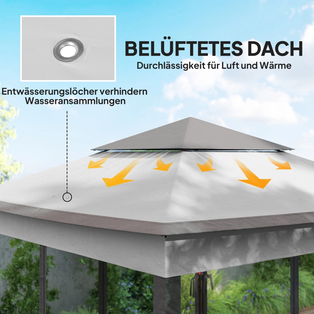 Gazebo pieghevole con pareti laterali ¨C Xylo ¨C grigio 3,25x3,25x2,7m